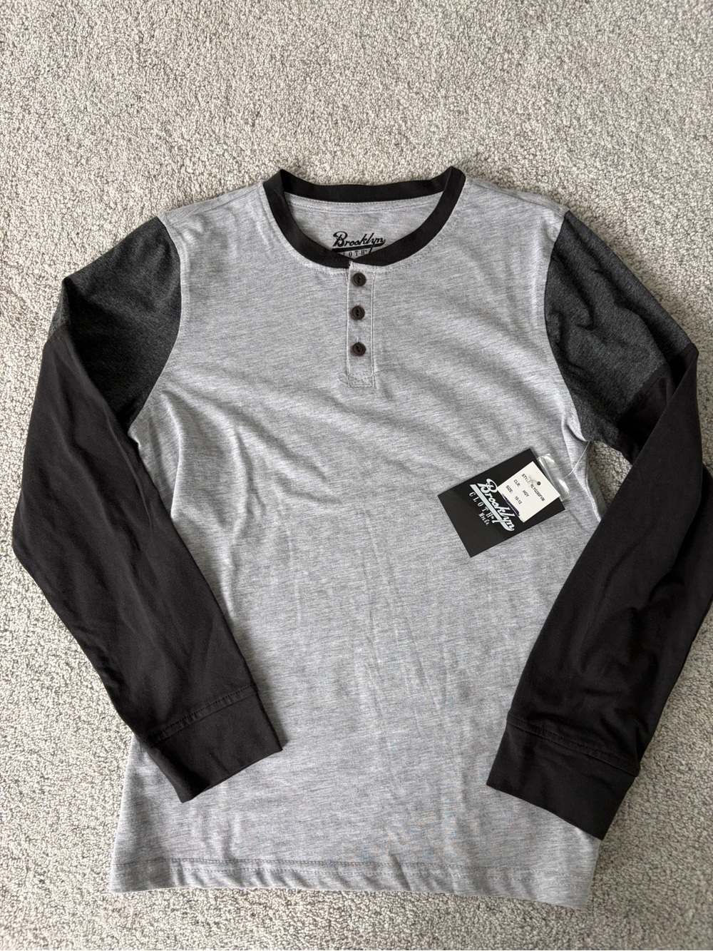 Brooklyn Cloth Gray Henley with Black Sleeves